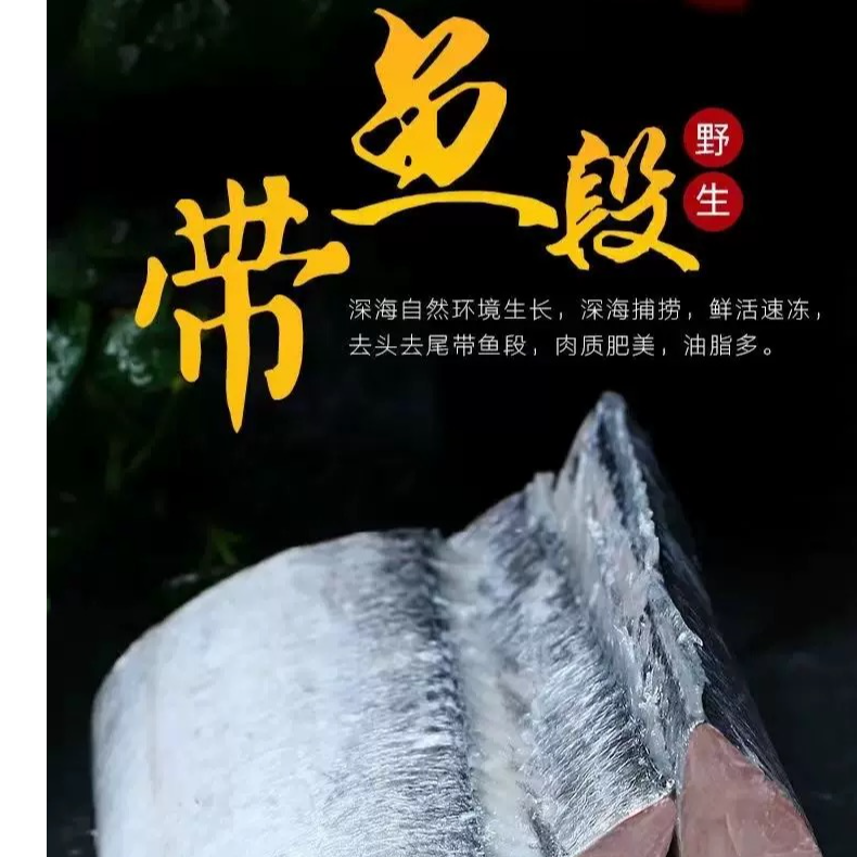 【美爸专属】渤海湾刀鱼段新鲜冷冻刀鱼大段小眼油带冰鲜去头尾刀鱼