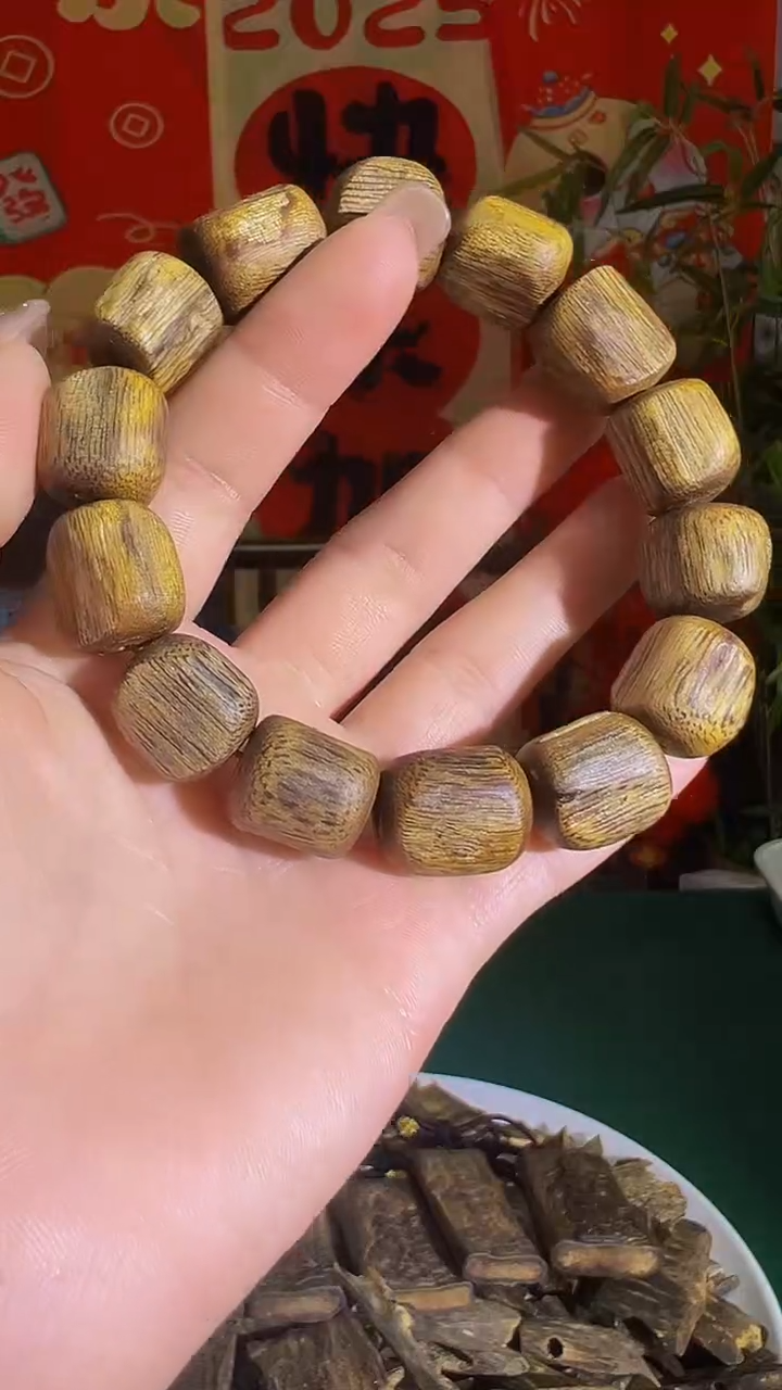 【闪购商品】沉香手串沉浮老料树心油单圈白棋19