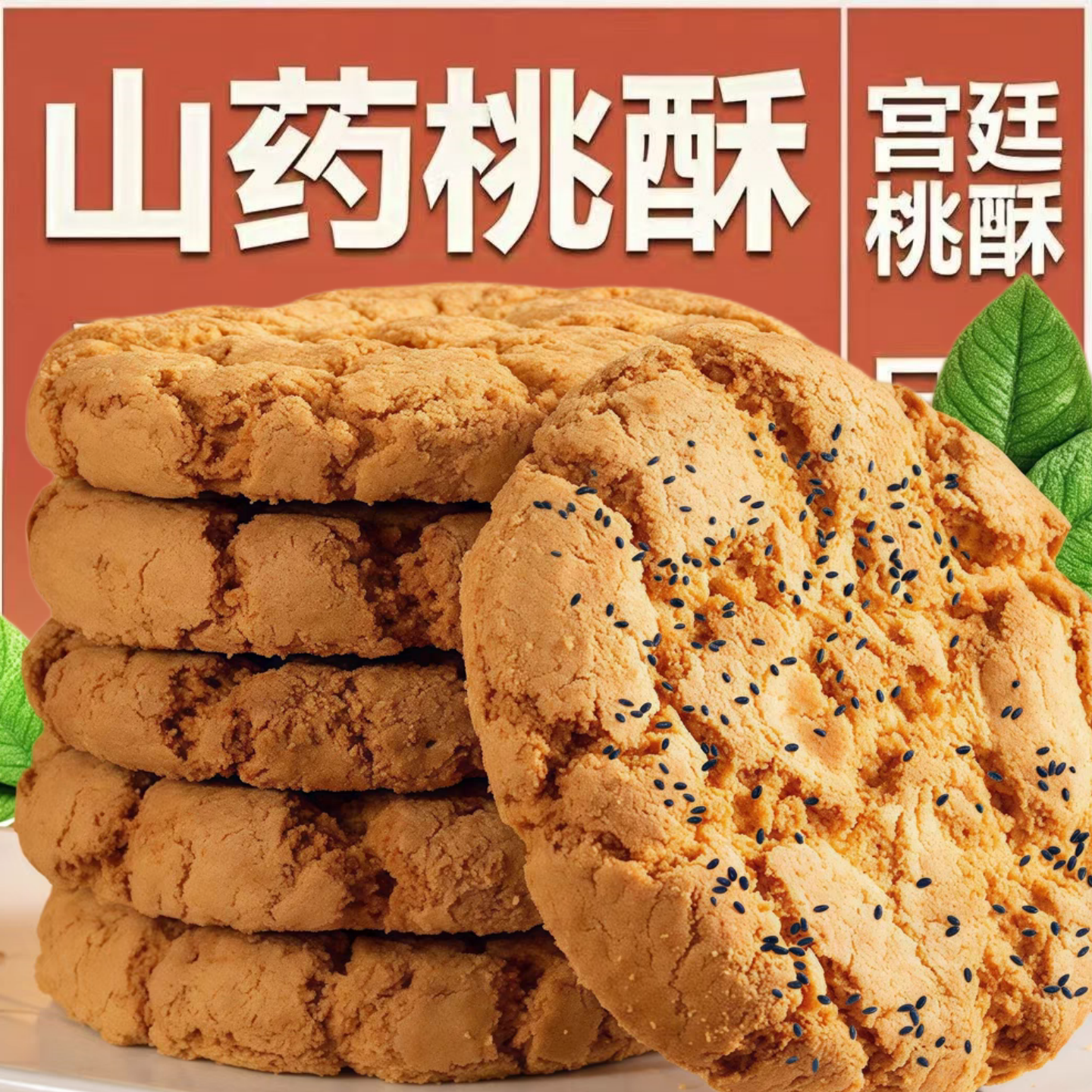 【2·9抢一箱】无蔗糖木糖醇铁棍山药麻核桃0蔗糖桃酥老式饼休闲零食