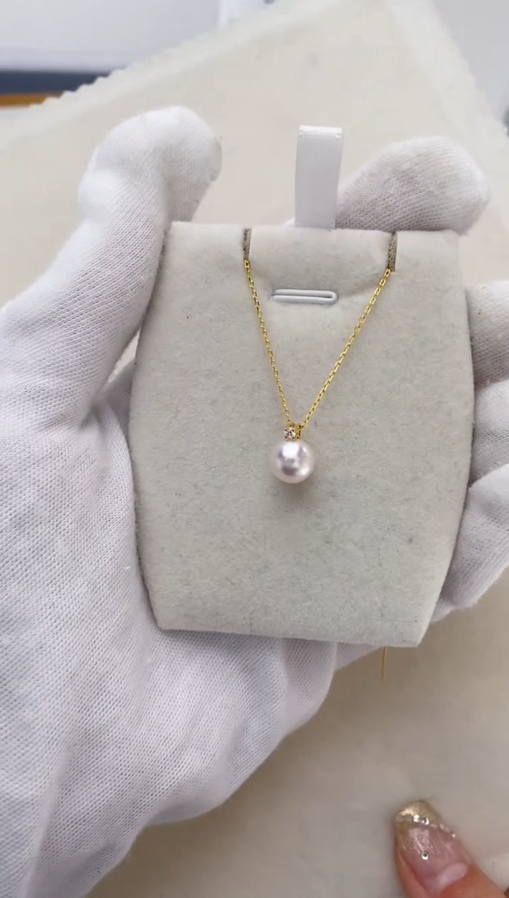 【闪购商品】海水珍珠吊坠(赠链)18K金镶嵌8-8.5特选天女戴妃