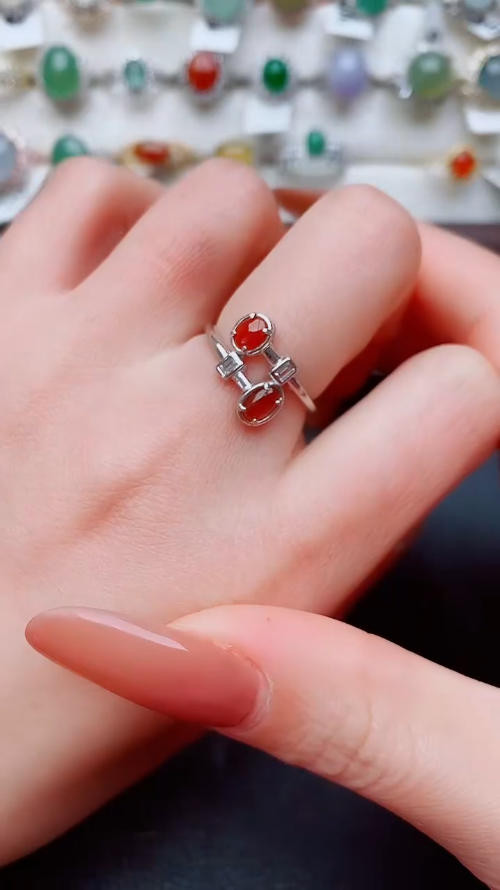 银S925镶嵌戒指翡翠...