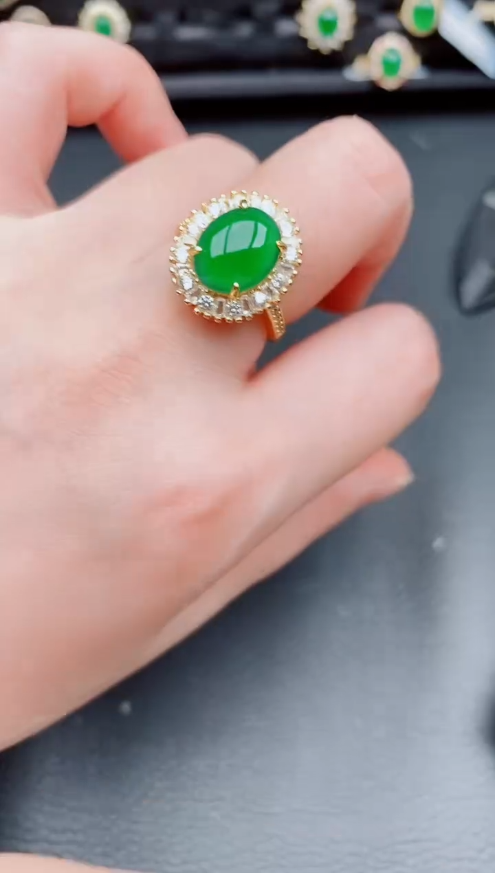 【闪购商品】翡翠戒指银S925镶嵌天然a货翡翠248