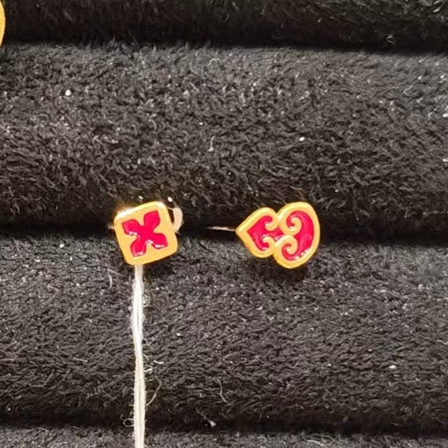 菜百首饰足金耳钉