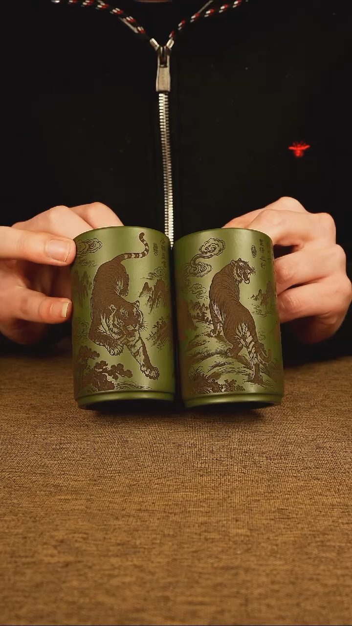 （两只装）上下山虎 景舟绿泥 主人杯