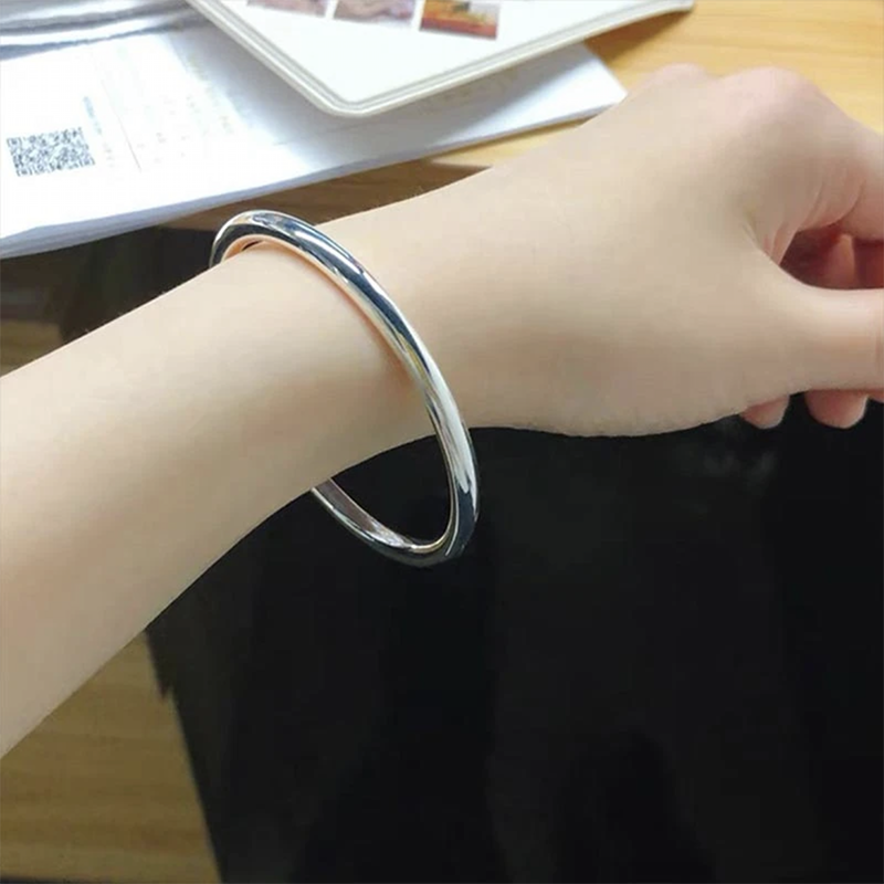 足银手镯 35号链接【闭口光面素圈】发货带证书礼盒包装