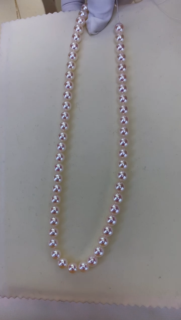 银S925镶嵌DA海水珍珠 GD270 7.5-8 新货akoya串链