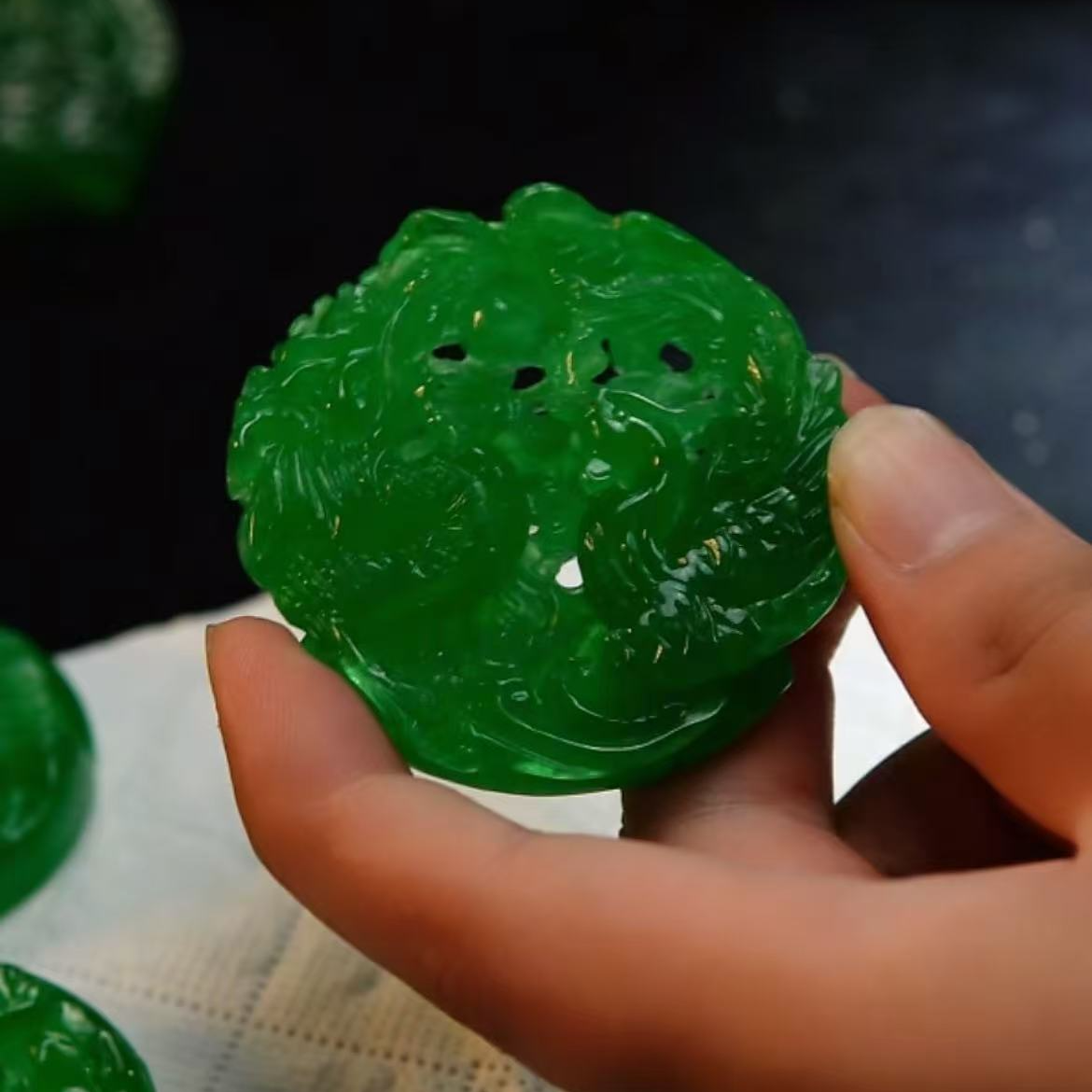 【华夏文物甄选商店02235】翡翠龙凤