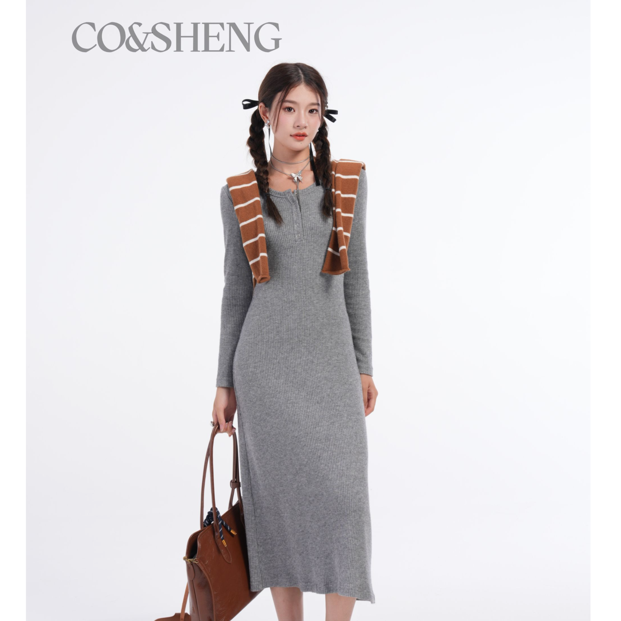 【灰调美学】co&sheng重生春季新款miu简约静奢风连衣裙洋气衣服女