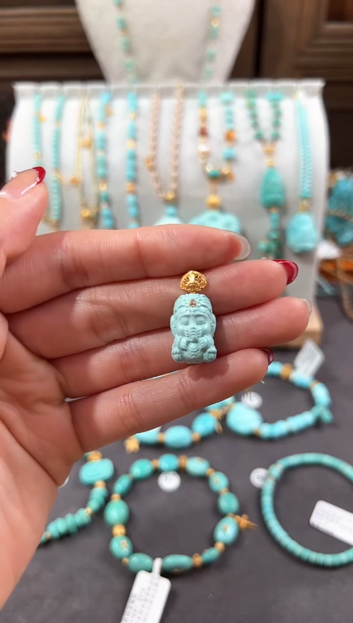 【闪购商品】绿松石颈饰18K金镶嵌绿松石吊坠