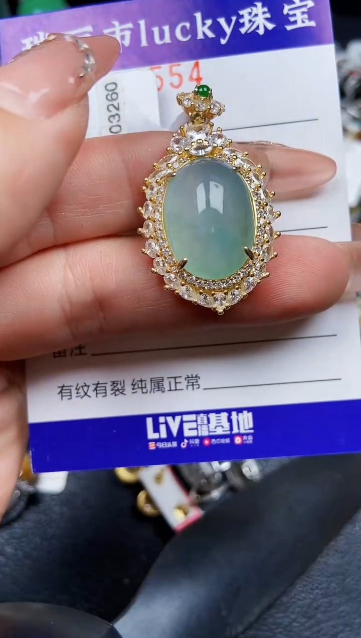 翡翠银S925镶嵌颈饰4554