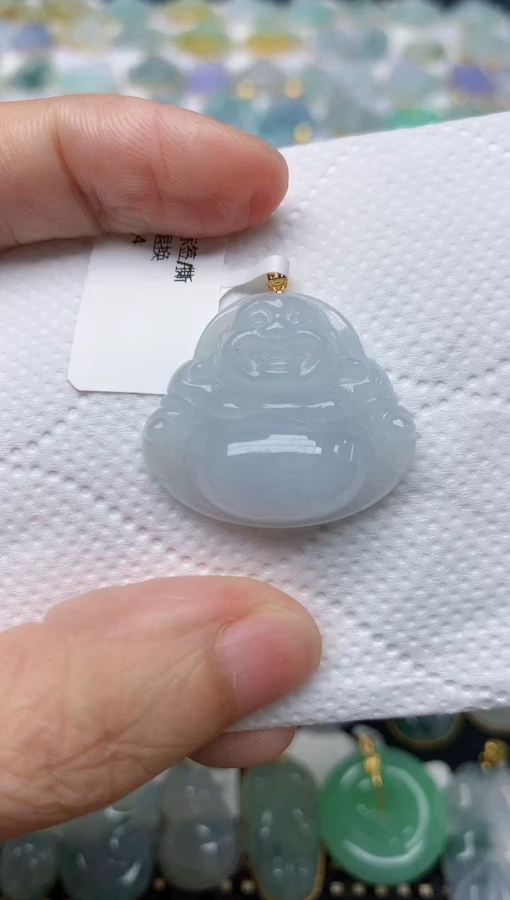 翡翠18K金镶嵌颈饰天然缅甸A货翡翠