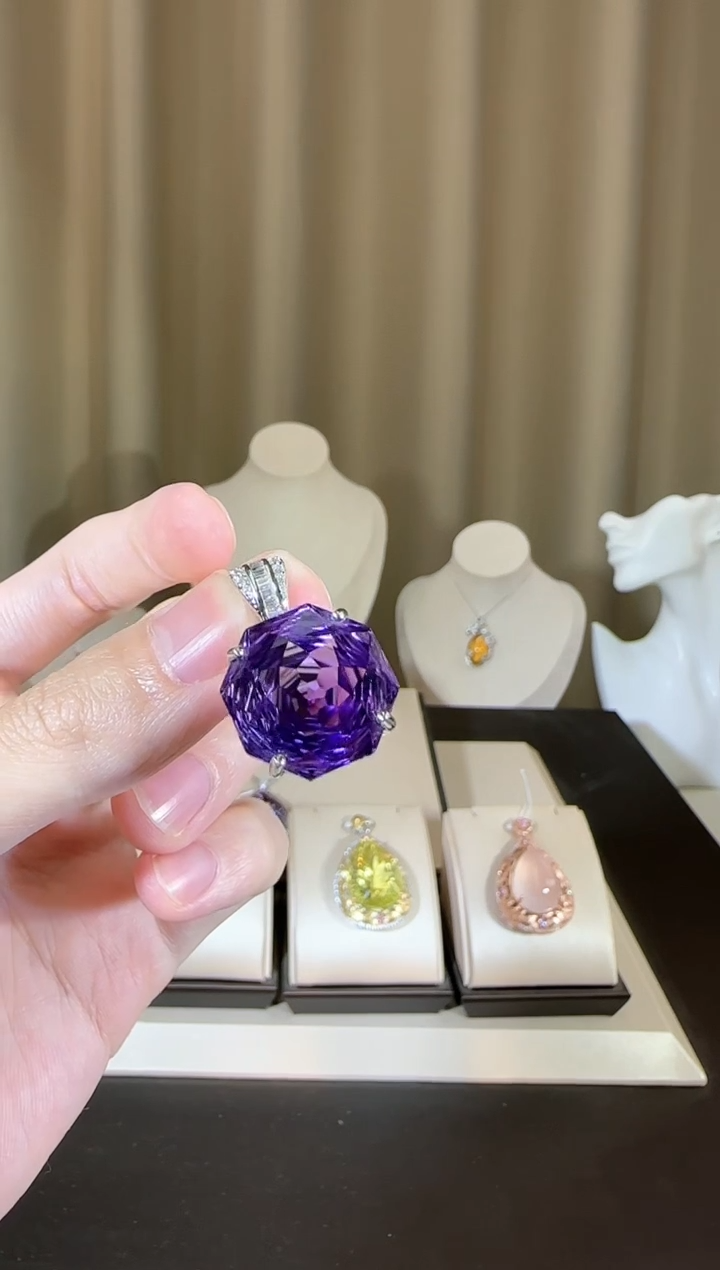 【闪购商品】紫晶颈饰银S925镶嵌18mm玫瑰款