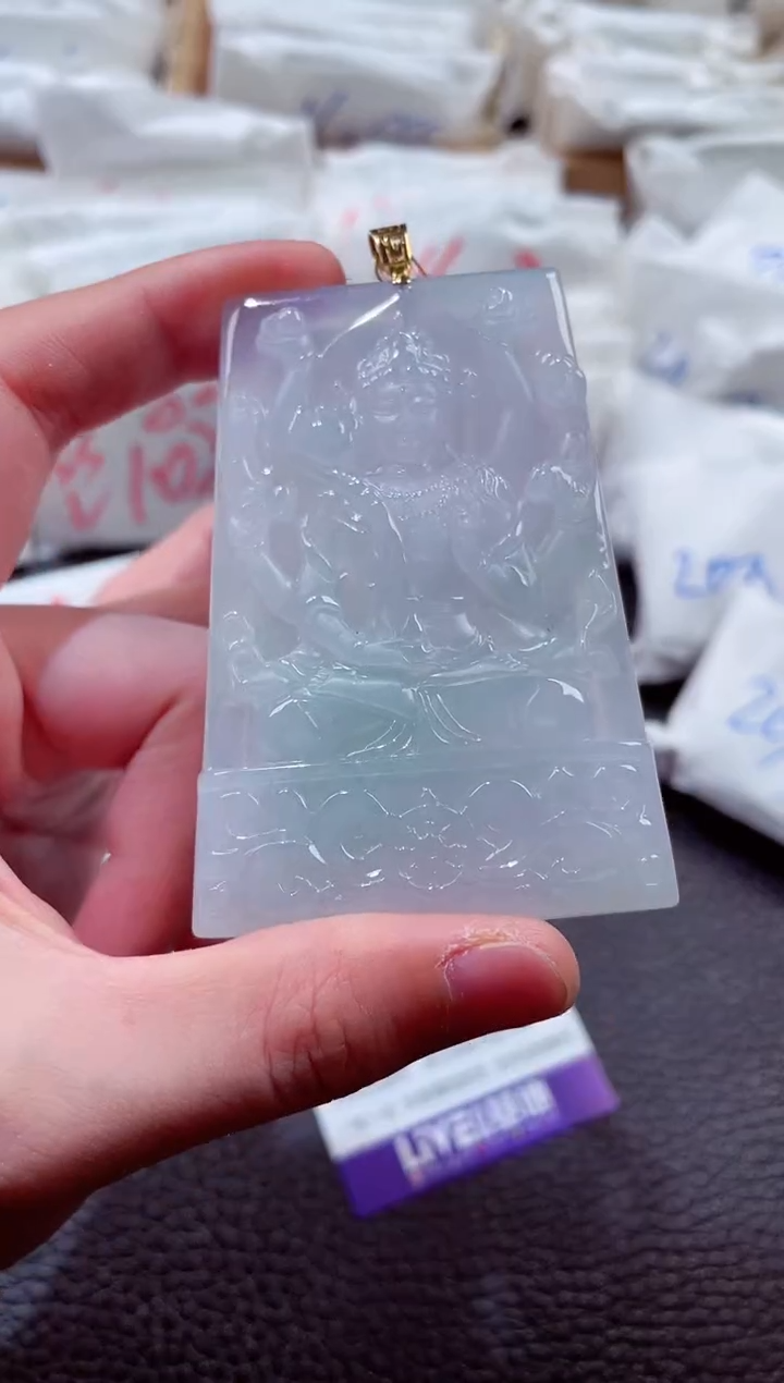 翡翠18K金镶嵌颈饰00005774千手