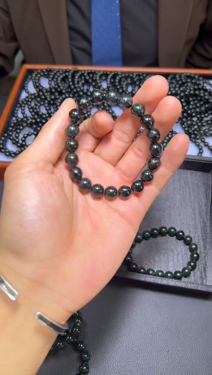 合金蛇纹石玉颈饰岫玉手串 10mm  