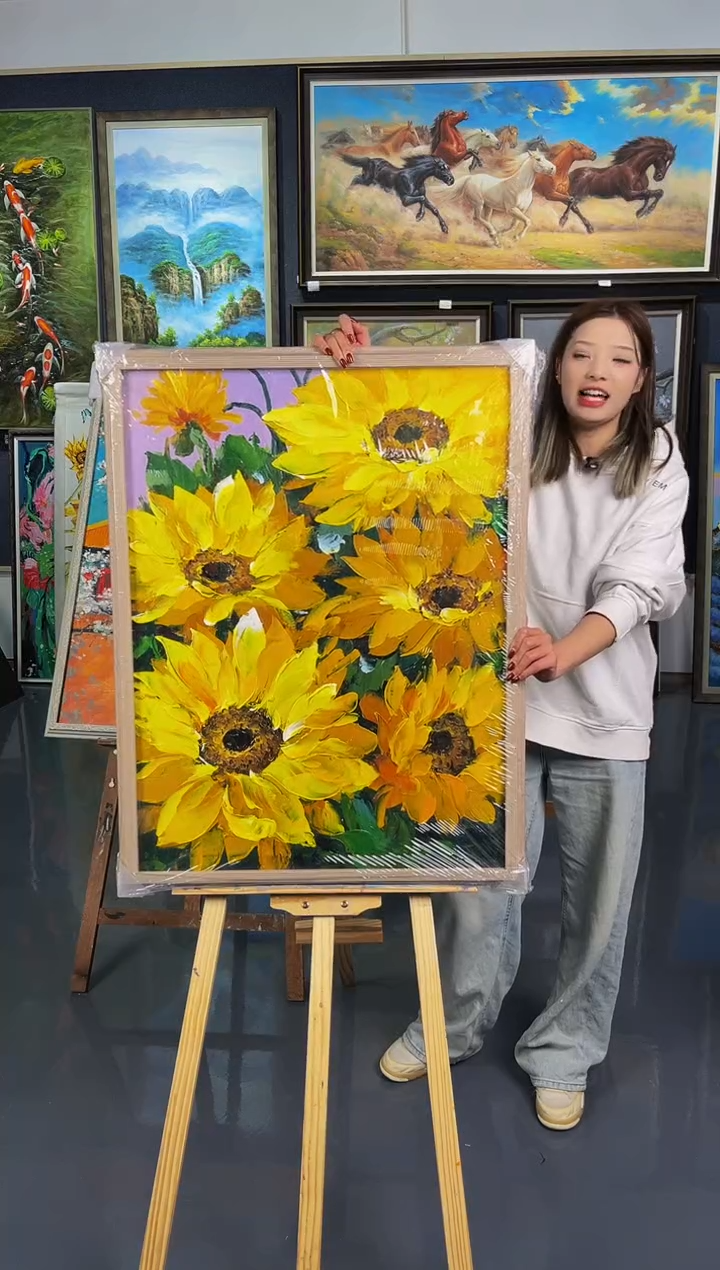 【闪购商品】油画20号 60*80 向日葵-手绘油画