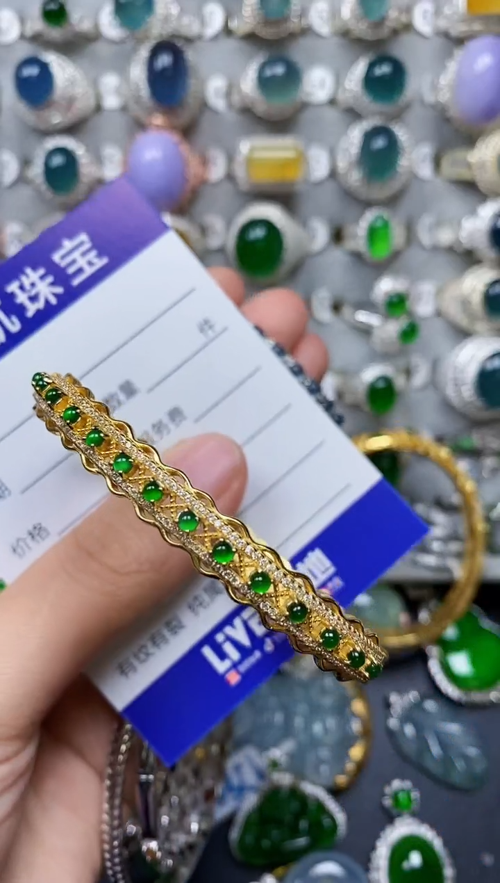 【闪购商品】翡翠手镯银S925镶嵌0573