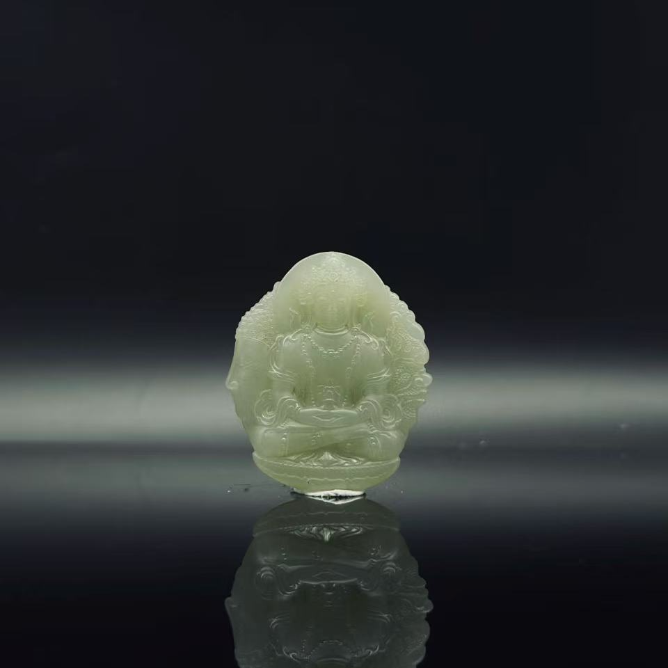 和田玉一念之间观音吊坠1010