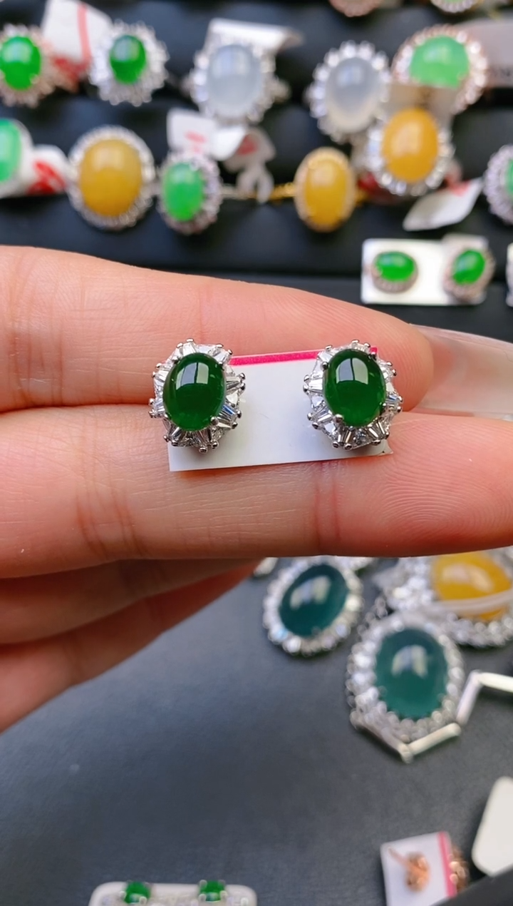 【闪购商品】翡翠戒指银S925镶嵌天然A货翡翠1