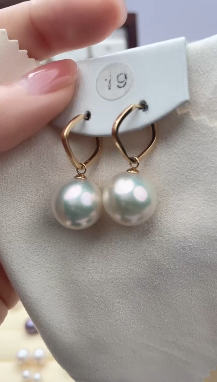 【闪购商品】淡水珍珠耳饰18K金镶嵌13-14
