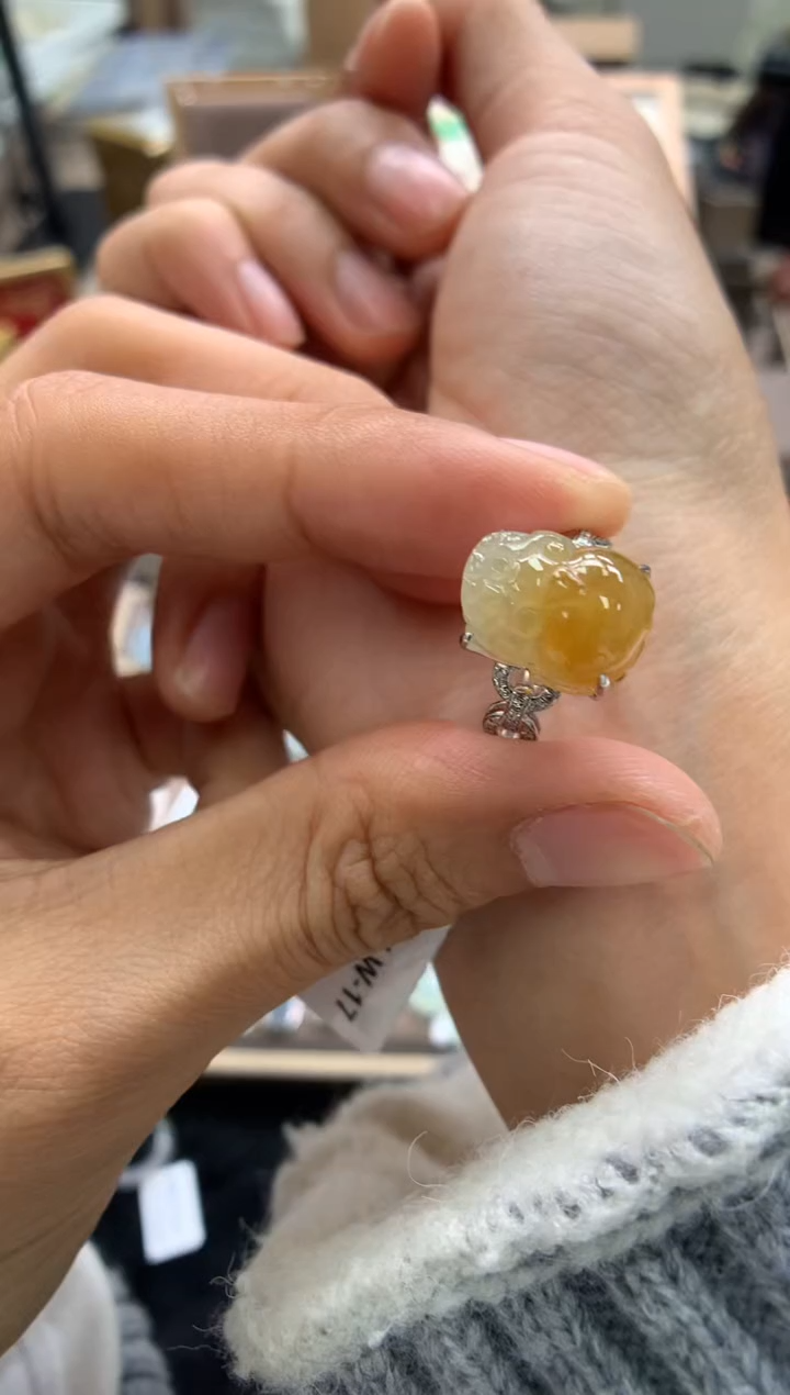 颈饰18K金镶嵌翡翠戒指