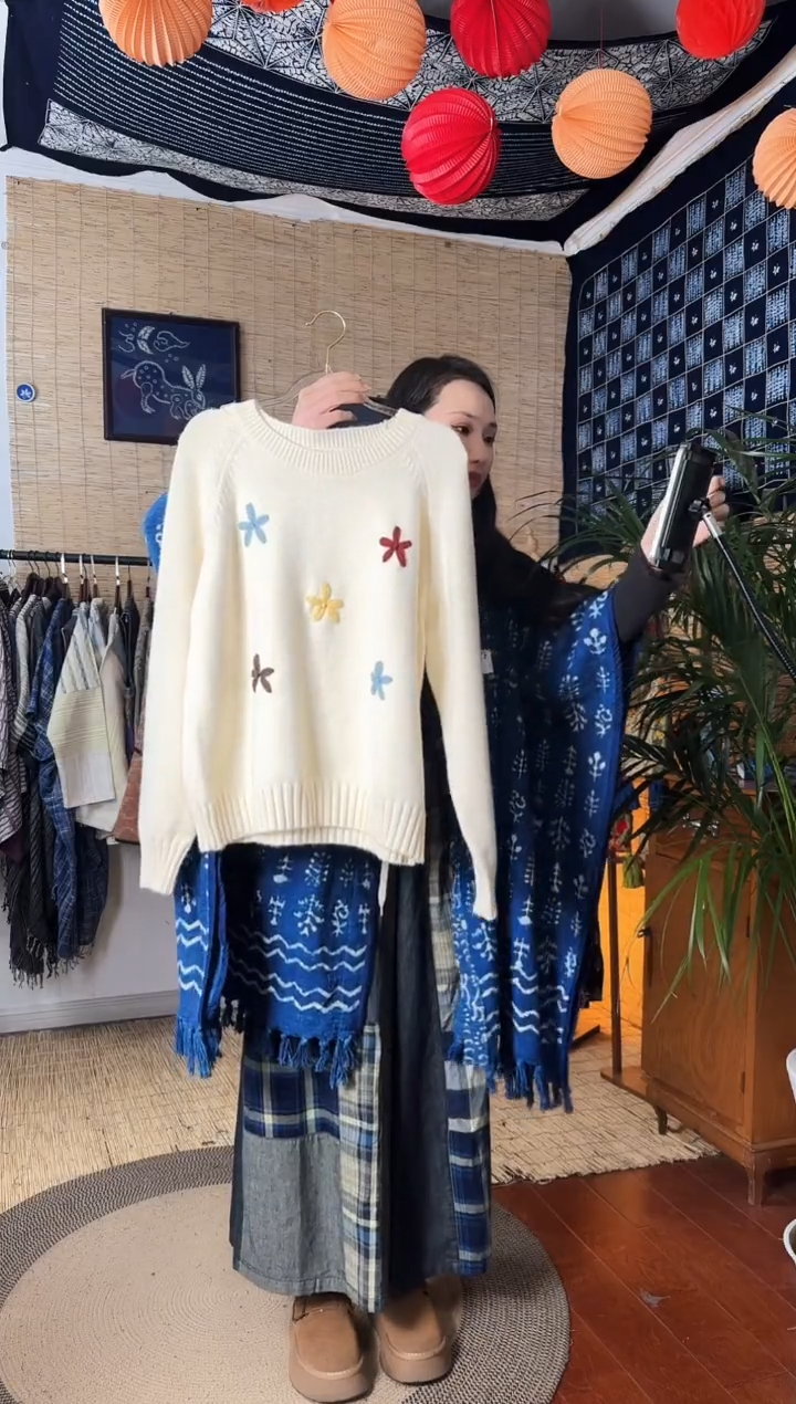 【闪购商品】设计师款白羊毛长袖