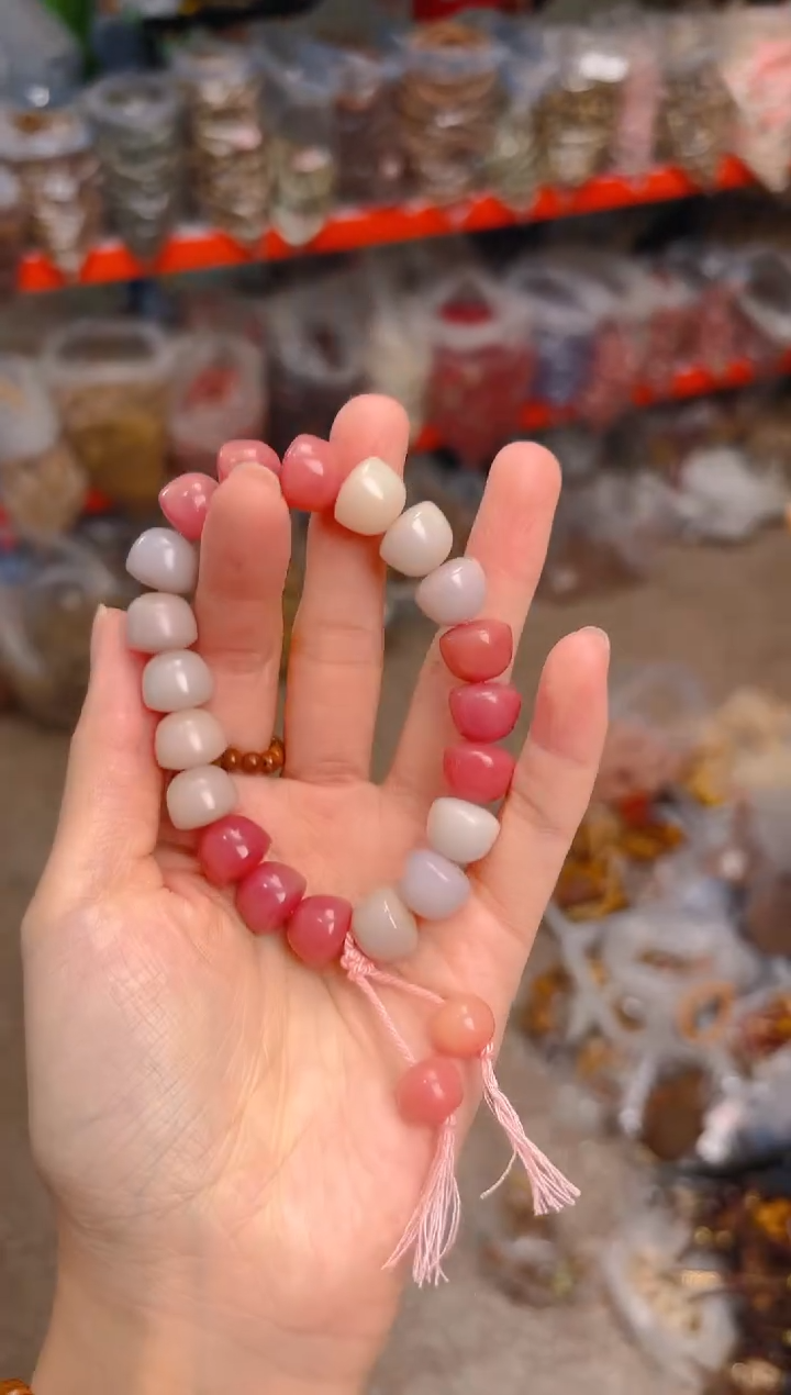 吊坠菩提根/象牙果粉紫色碗珠单圈