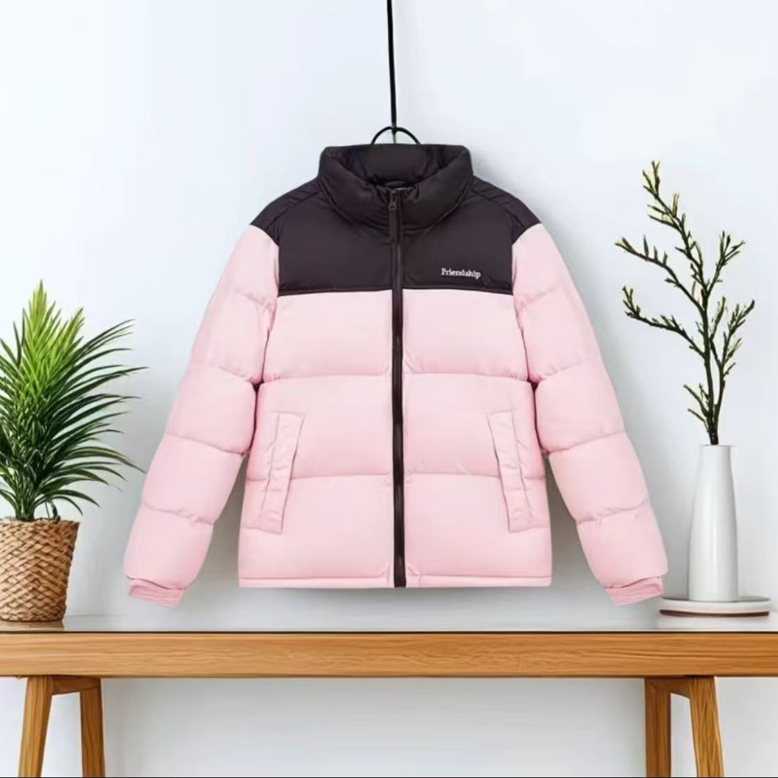 冬季撞色立领棉服女款2025新款加厚保暖小个子休闲棉服外套运动