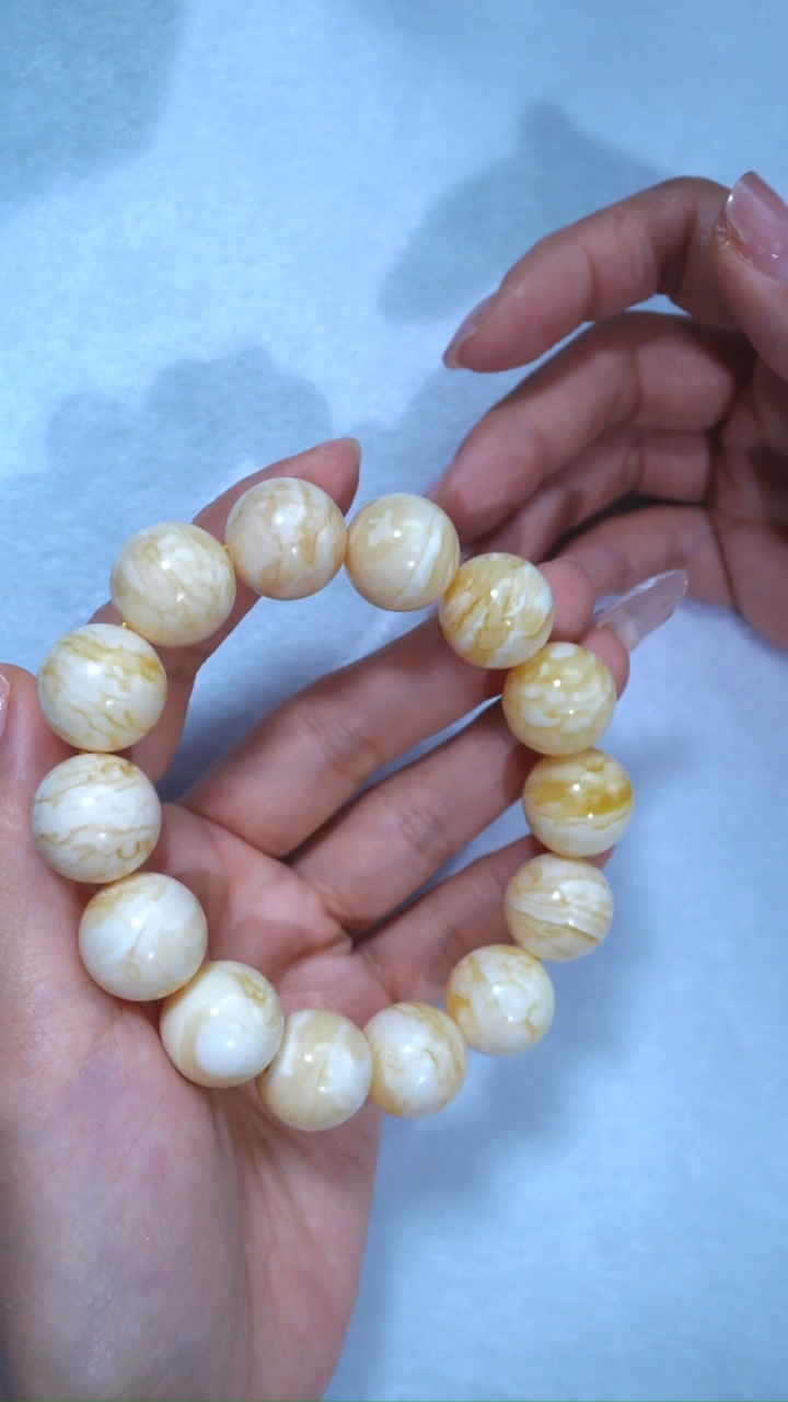 【闪购商品】蜜蜡手链未镶嵌典藏级16.5mm瓷白浓蜡虎皮千层