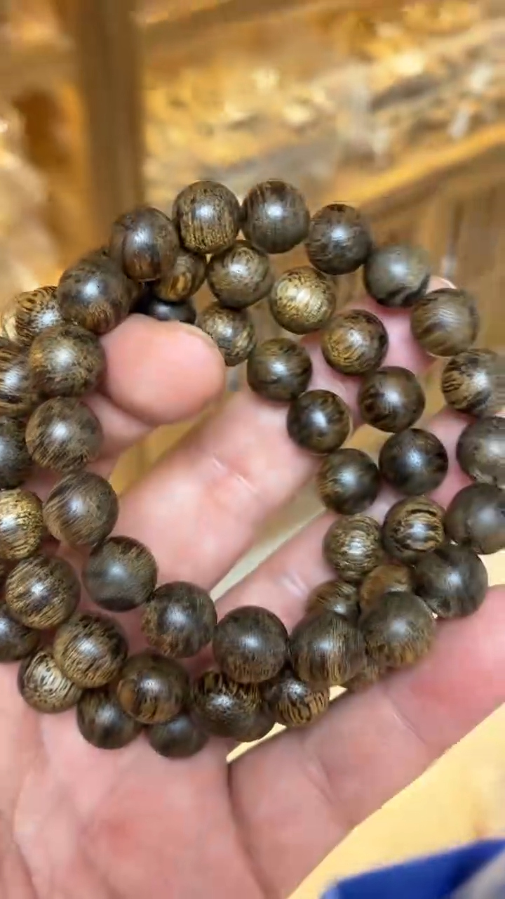沉香手串 伊利安沉香圆珠单圈1.1多样性发其一