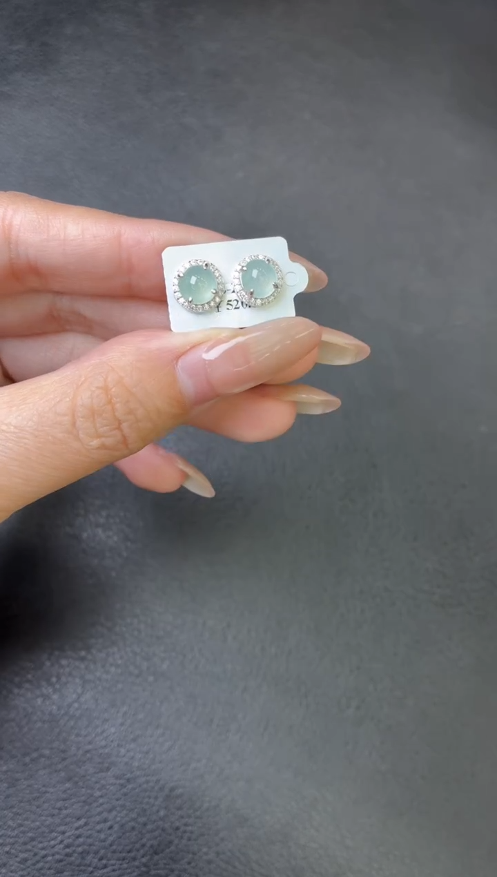 银S925镶嵌翡翠耳饰耳饰 