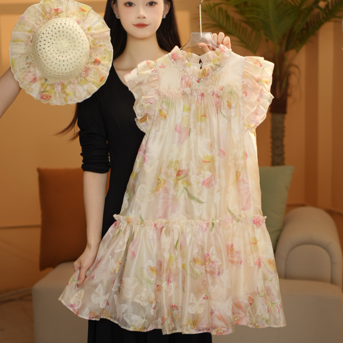 女童连衣裙2025夏季新款甜美小飞袖花海女孩连衣裙测12