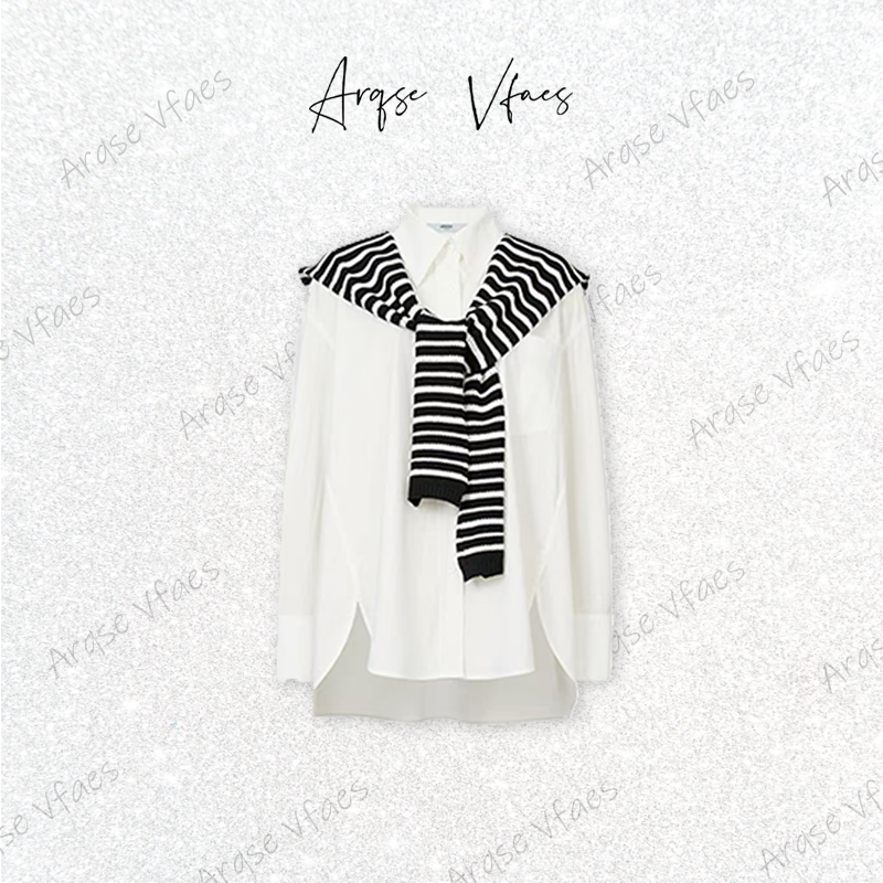 [ARQSEVFAES正品]—2025秋新款条纹时尚百搭披肩衬衫女AR103117