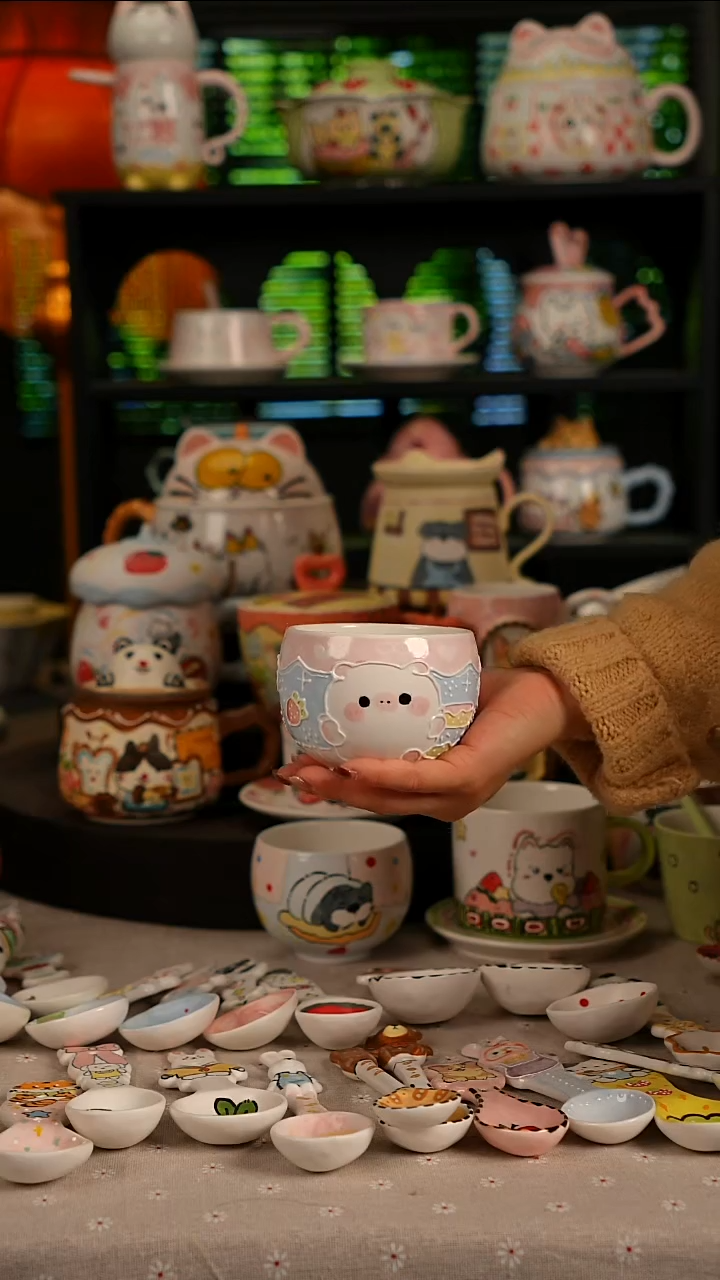 陶瓷无盖款景德镇高温釉下彩纯手绘创意瓷 