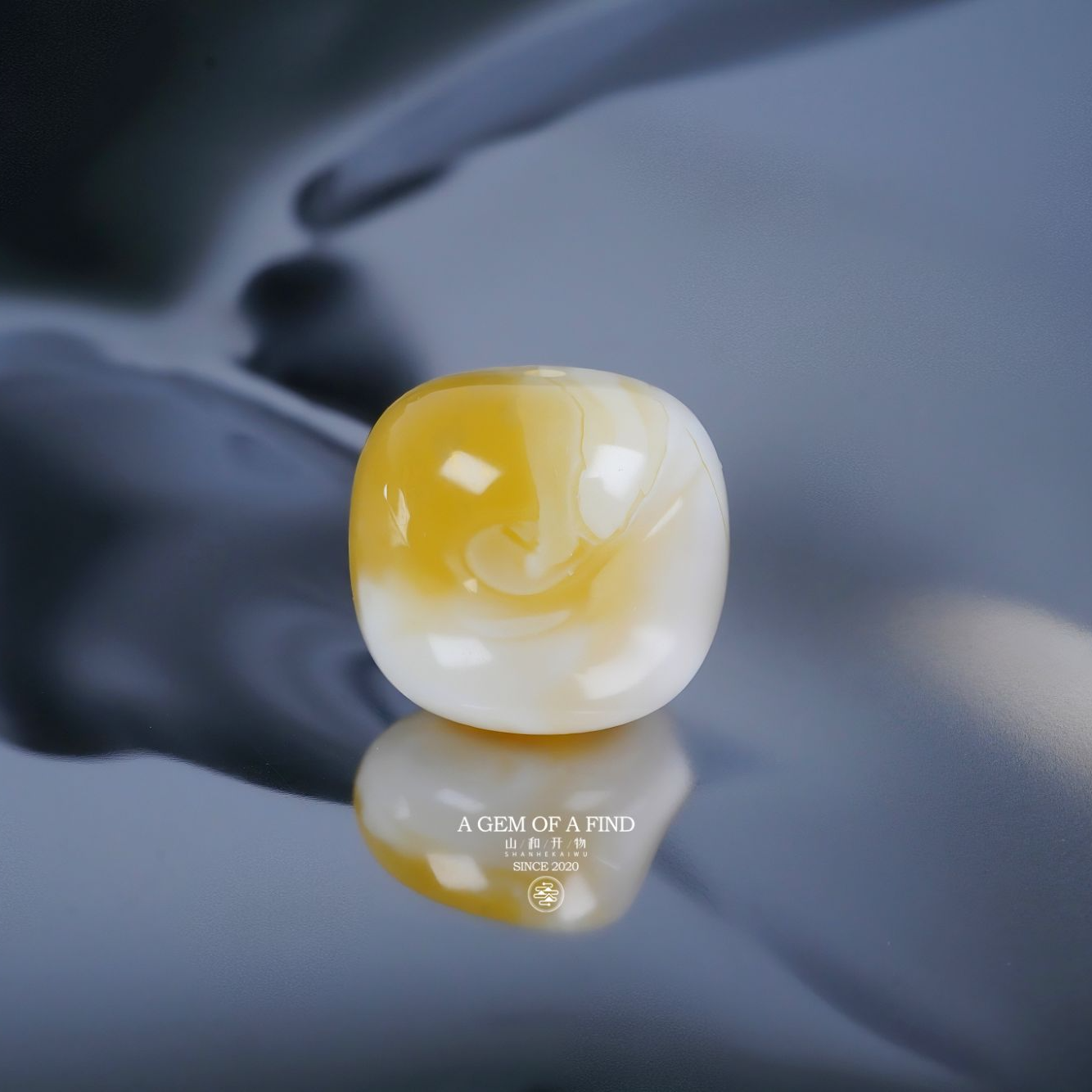 山和开物｜12mm金白荧光溶洞妖花老型文玩配饰Z 天然琥珀蜜蜡