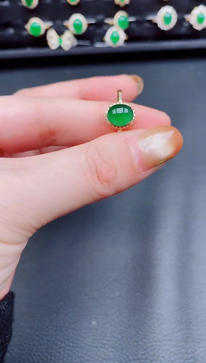 【闪购商品】翡翠戒指银S925镶嵌天然a货翡翠108