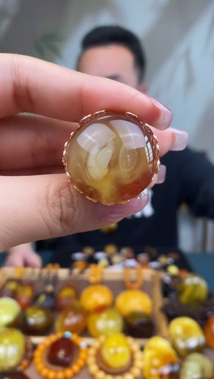 【闪购商品】琥珀裸石银S925镶嵌 基地发货 一物一证 顺丰包邮