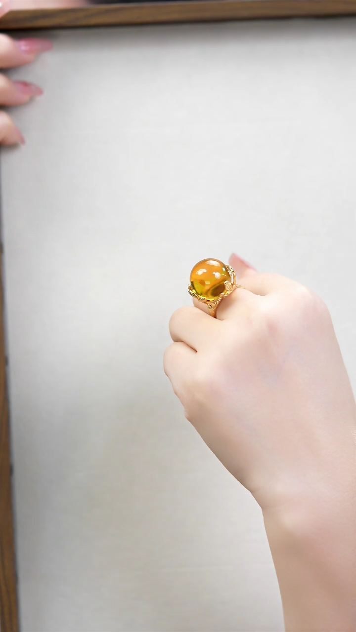 【闪购商品】蓝珀戒指银S925镶嵌墨西哥净水蓝珀19+戒指