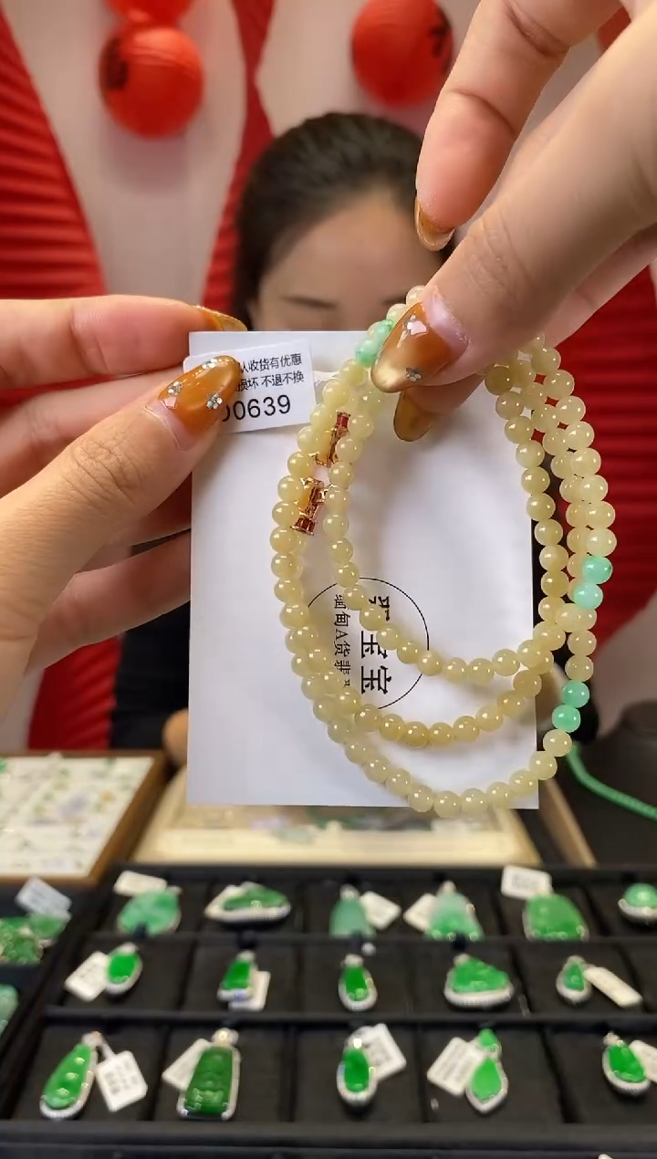 【闪购商品】翡翠手串18K金镶嵌D0639 手串 含运营费