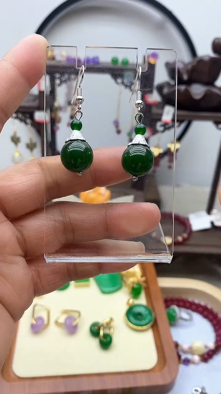 【闪购商品】玛瑙/玉髓耳饰银S925镶嵌155