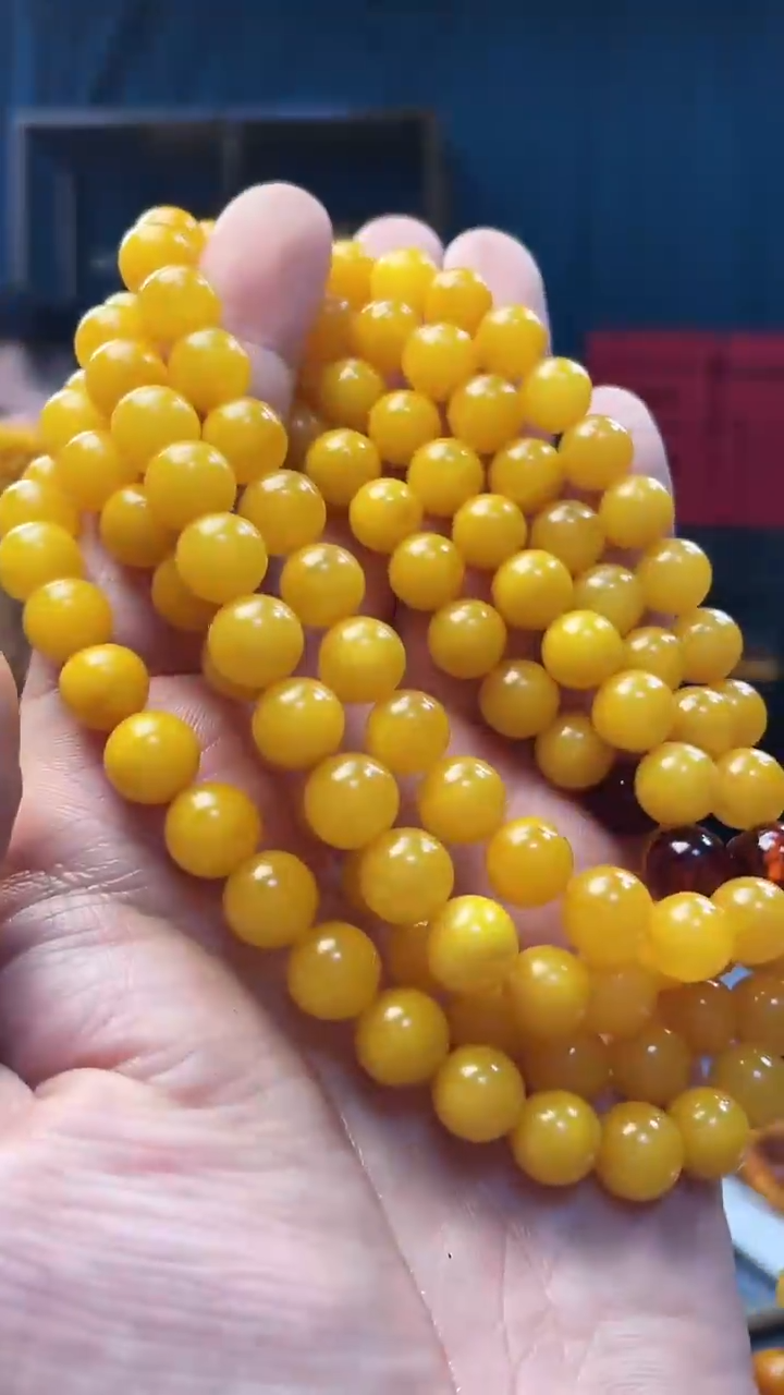 琥珀颈饰未镶嵌蜜蜡圆珠佛珠