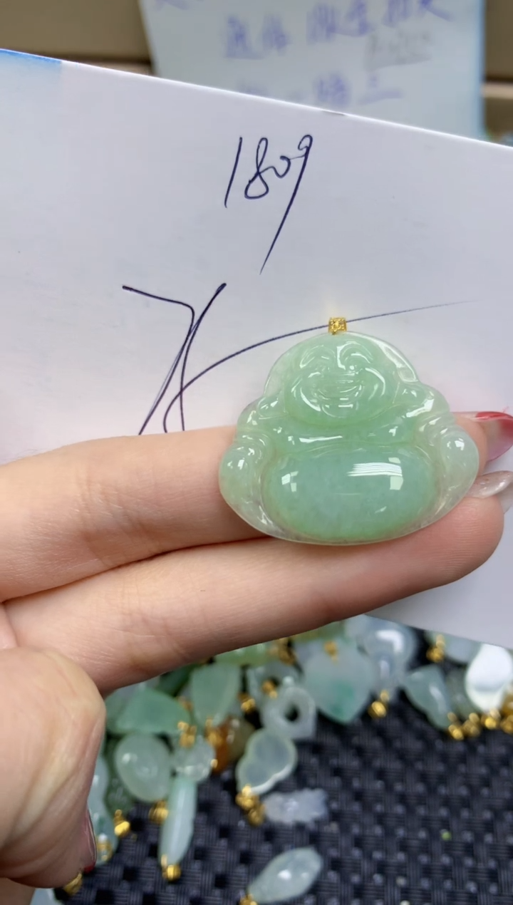 【闪购商品】翡翠颈饰18K金镶嵌天然缅甸A货翡翠