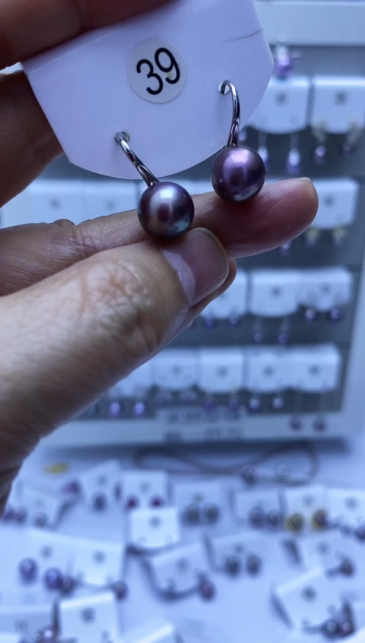 银S925镶嵌耳饰淡水珍珠39