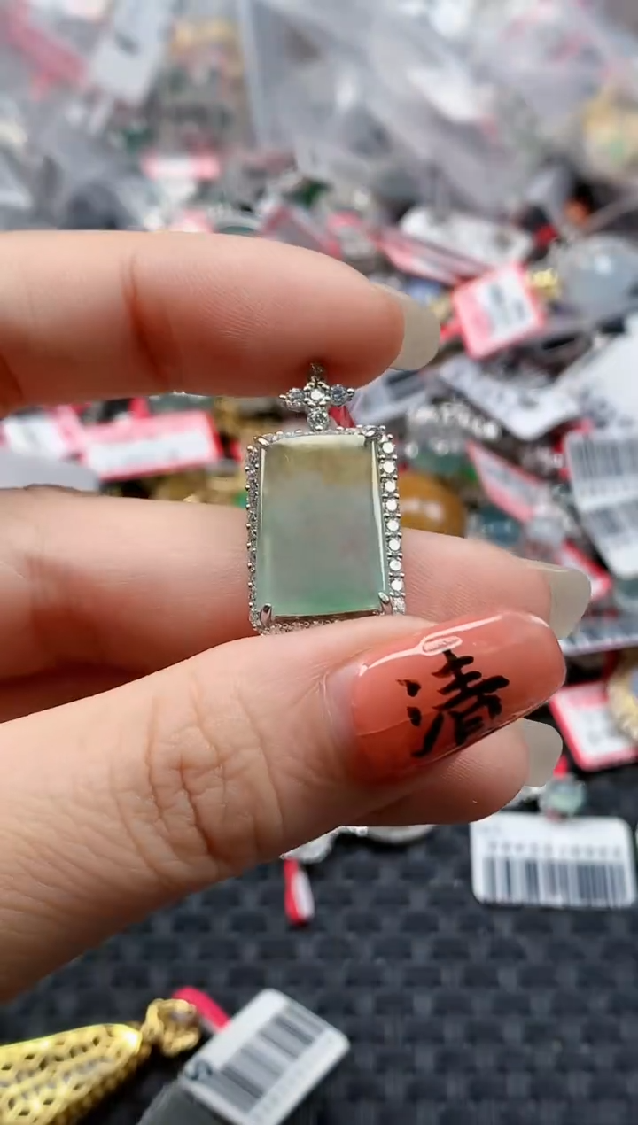 银S925镶嵌戒指翡翠天然A货缅甸翡翠