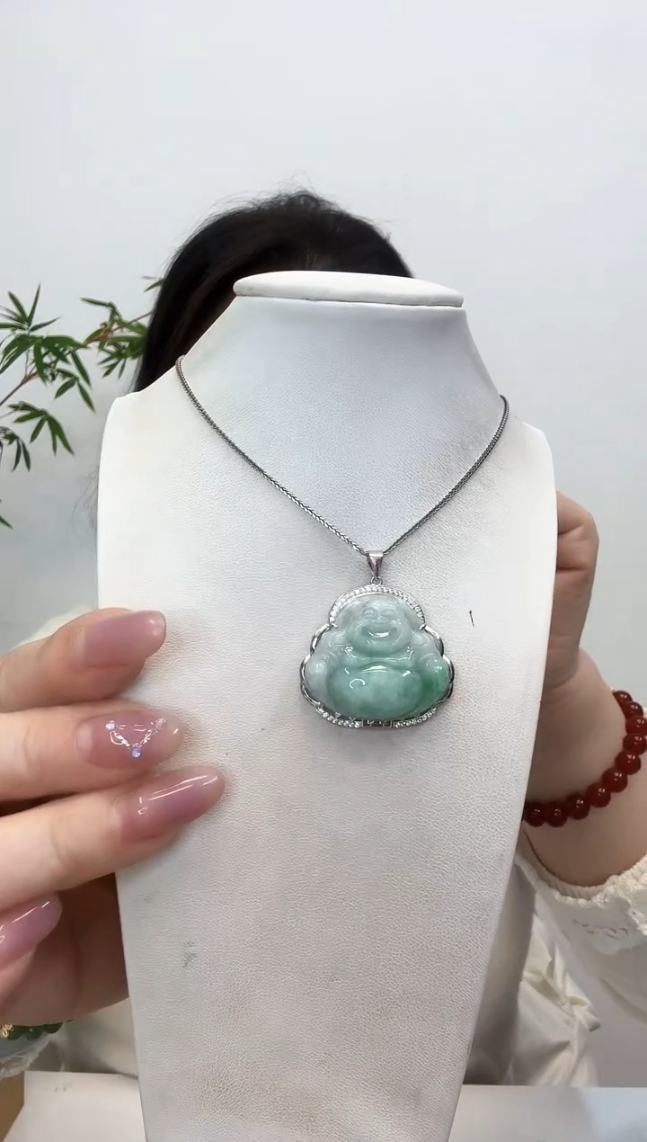【闪购商品】翡翠吊坠(赠链)银S925镶嵌佛公