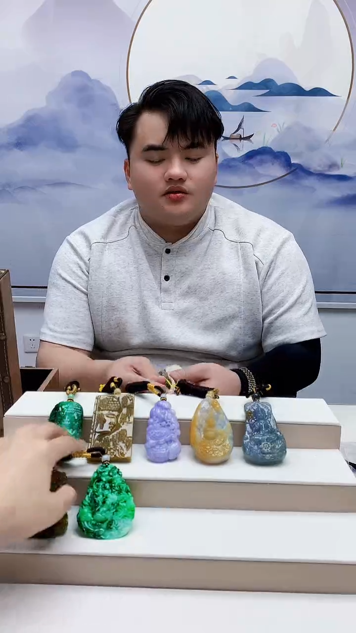 未镶嵌定制翡翠白***饭5060lr-毛货挂件54