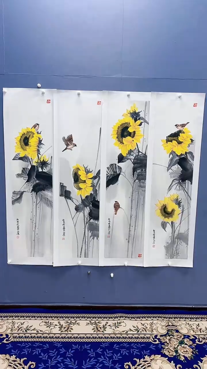 【闪购商品】绘画柳晓叶绘画16平尺花鸟条屏