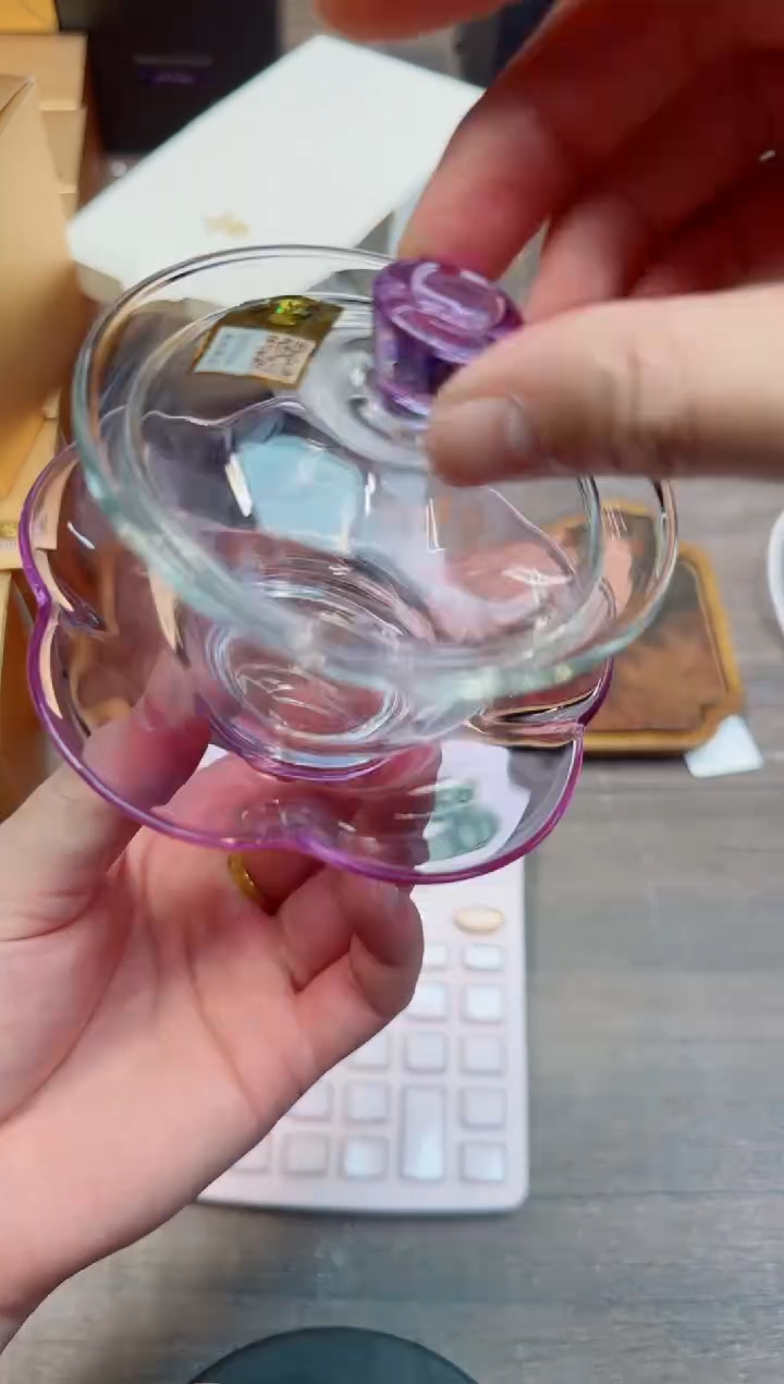 禾器咏荷盖碗浅紫