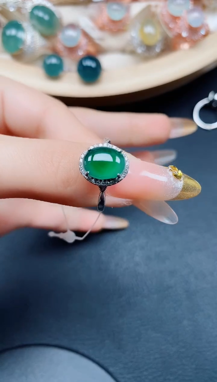 【闪购商品】翡翠戒指银S925镶嵌翡翠