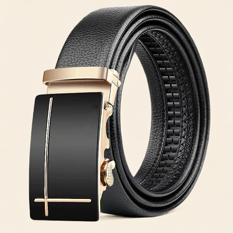 2025新款男士皮带真皮自动扣裤带中年商务简约年轻人真牛皮裤腰带