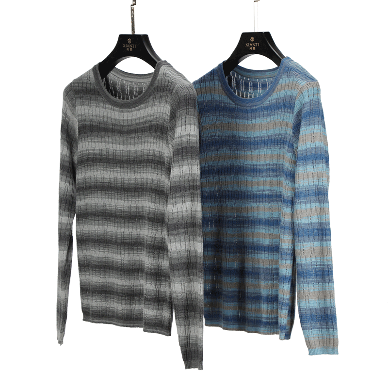 客供特定纱线渐变圆领针织衫女秋冬款  XT-228283